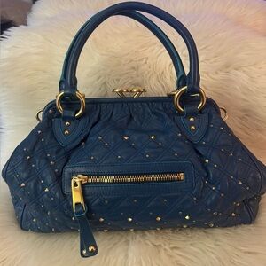 Marc Jacobs Stam Leather Satchel Quilted Satchel Gold Accents